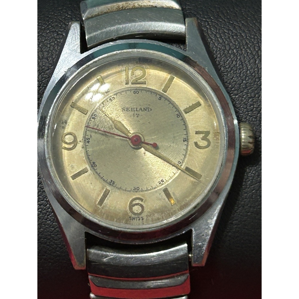 Vintage Seeland 40's Automatic Men Wrist Watch 17‎ Jewel Swiss Made Works READ